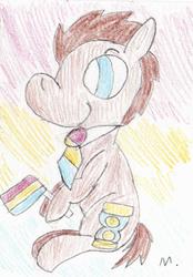 Size: 898x1292 | Tagged: safe, artist:ptitemouette, doctor whooves, time turner, earth pony, pony, g4, doctor who, flag, lgbt, male, pansexual, pansexual pride flag, pride, solo, stallion, traditional art