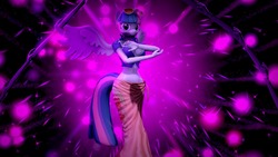 Size: 1280x720 | Tagged: safe, artist:jojobibou, twilight sparkle, alicorn, anthro, g4, 3d, clothes, cosplay, costume, female, hana hana no mi, multiple limbs, nico robin, one piece, skirt, solo, sunglasses, twilight sparkle (alicorn)