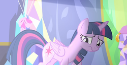 Size: 1121x579 | Tagged: safe, screencap, twilight sparkle, alicorn, pony, celestial advice, g4, female, light, mare, sad, solo, twilight sparkle (alicorn), twilight's castle