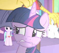 Size: 697x631 | Tagged: safe, screencap, discord, double diamond, starlight glimmer, sugar belle, sunburst, twilight sparkle, alicorn, pony, celestial advice, g4, solo focus, twilight sparkle (alicorn), twilight's castle