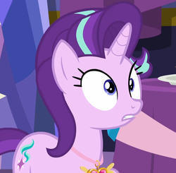 Size: 777x763 | Tagged: safe, screencap, starlight glimmer, pony, celestial advice, g4, cute, equestrian pink heart of courage, female, mare, solo, twilight's castle