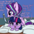 Size: 1080x1080 | Tagged: safe, artist:duop-qoub, artist:tjpones, starlight glimmer, twilight sparkle, alicorn, pony, unicorn, g4, blushing, book, cuddling, dialogue, duo, duo female, ear fluff, embarrassed, female, floppy ears, innocent innuendo, mare, pillow, platonic, platonic cuddling, twilight sparkle (alicorn)