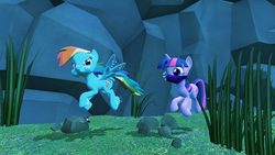 Size: 1280x720 | Tagged: safe, artist:dragonboi471, rainbow dash, twilight sparkle, g4, 3d, gmod, underwater