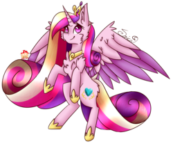Size: 1024x846 | Tagged: safe, artist:sonica98, artist:zekudraws, princess cadance, alicorn, pony, g4, chest fluff, collaboration, female, rearing, simple background, solo, spread wings, transparent background