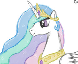 Size: 3600x3000 | Tagged: safe, artist:sydfreak2, princess celestia, alicorn, pony, g4, crown, female, high res, jewelry, mare, peytral, regalia, simple background, smiling, solo, white background