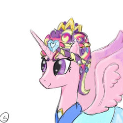 Size: 1024x1024 | Tagged: safe, artist:sydfreak2, princess cadance, g4, clothes, crown, dress, female, jewelry, regalia, simple background, smiling, solo, spread wings, white background