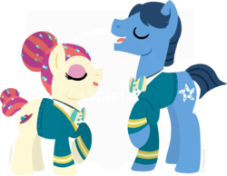 Size: 800x621 | Tagged: safe, artist:tambelon, toe-tapper, torch song, pony, g4, duo, female, male, mare, stallion, watermark