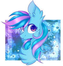 Size: 897x926 | Tagged: safe, artist:derp-berry, oc, oc only, oc:fizzy stripes, earth pony, pony, abstract background, bust, chest fluff, female, mare, solo
