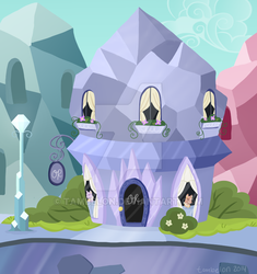 Size: 600x638 | Tagged: safe, artist:tambelon, building, crystal empire, no pony, scenery, shop, watermark