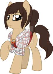 Size: 600x834 | Tagged: safe, artist:tambelon, earth pony, pony, beyond two souls, crossover, female, jodie holmes, mare, ponified, solo, watermark