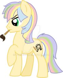 Size: 600x736 | Tagged: safe, artist:tambelon, oc, oc only, oc:pastel pallet, earth pony, pony, male, paintbrush, solo, stallion, watermark