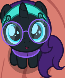 Size: 926x1116 | Tagged: safe, artist:badumsquish, derpibooru exclusive, part of a set, oc, oc only, oc:nyx, alicorn, pony, alicorn oc, badumsquish's kitties, clothes, cute, female, glasses, hairband, looking at you, looking up, looking up at you, nyxabetes, sitting, solo, vest