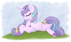 Size: 900x531 | Tagged: safe, artist:tambelon, oc, oc only, oc:fair shine, alicorn, pony, female, mare, solo, watermark