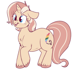 Size: 750x726 | Tagged: safe, artist:lulubell, oc, oc only, oc:lulubell, pony, unicorn, chubby, female, floppy ears, freckles, mare, open mouth, raised hoof, simple background, solo, transparent background