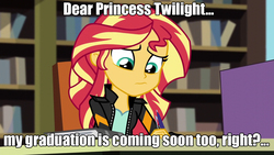 Size: 1280x720 | Tagged: safe, edit, edited screencap, screencap, sunset shimmer, equestria girls, g4, my little pony equestria girls: friendship games, discussion in the comments, female, image macro, meme, sad, solo