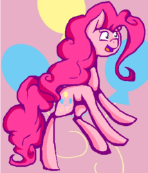 Size: 408x476 | Tagged: safe, artist:reonaa, pinkie pie, g4, cutie mark background, female, long neck, solo