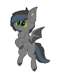 Size: 1134x1443 | Tagged: safe, oc, oc only, oc:notde, bat pony, pony, animated, cute, flapping, gif, simple background, solo, transparent background