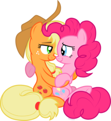 Size: 1250x1356 | Tagged: safe, artist:storfulsten, applejack, pinkie pie, pony, g4, female, lesbian, looking at each other, ship:applepie, shipping, simple background, transparent background