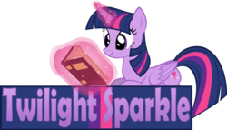 Size: 1183x676 | Tagged: safe, artist:zacatron94, twilight sparkle, alicorn, pony, g4, banner, book, female, simple background, solo, transparent background, twilight sparkle (alicorn)