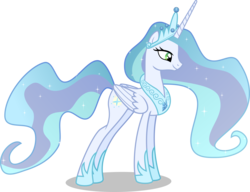 Size: 9500x7299 | Tagged: safe, artist:limedazzle, princess celestia, queen chrysalis, alicorn, pony, g4, absurd resolution, alternate universe, changelingified, concave belly, crown, female, fusion, jewelry, mare, princess chrysalis, regalia, show accurate, simple background, slender, smiling, solo, thin, transparent background, vector