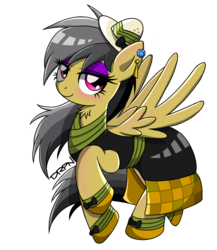 Size: 1014x1166 | Tagged: safe, artist:yorozpony, daring do, pony, g4, blushing, chest fluff, clothes, dress, ear piercing, earring, female, gala dress, jewelry, piercing, simple background, solo, spread wings, white background