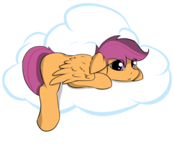 Size: 5122x4415 | Tagged: safe, artist:scarrly, scootaloo, pony, g4, absurd resolution, cloud, female, filly, mare, simple background, solo, transparent background