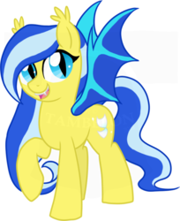 Size: 600x736 | Tagged: safe, artist:tambelon, oc, oc only, oc:shimmering satin, bat pony, pony, female, filly, obtrusive watermark, simple background, solo, transparent background, watermark