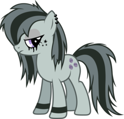 Size: 6000x5776 | Tagged: safe, artist:slb94, marble pie, earth pony, pony, g4, absurd resolution, armband, ear piercing, emo, female, frown, lidded eyes, messy mane, piercing, punk, simple background, solo, transparent background