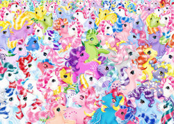Size: 567x405 | Tagged: safe, artist:marco albiero, baby gusty, firefly, galaxy (g1), glory, gusty, minty (g1), snuzzle, twilight, windy (g1), g1, too many ponies