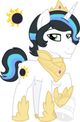 Size: 463x700 | Tagged: safe, artist:tambelon, oc, oc only, oc:prince eclipse, pony, unicorn, colt, jewelry, male, next generation, offspring, parent:good king sombra, parent:king sombra, parent:princess celestia, parents:celestibra, solo, tiara