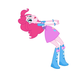 Size: 1600x1600 | Tagged: safe, artist:ytpinkiepie2, pinkie pie, equestria girls, g4, balloon, boots, bracelet, clothes, female, high heel boots, leaning back, looking at you, simple background, skirt, solo, transparent background, vector