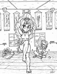 Size: 5100x6601 | Tagged: safe, artist:artponymdp, adagio dazzle, aria blaze, sonata dusk, equestria girls, g4, absurd resolution, armpits, clothes, crossed legs, feet, monochrome, pillow, raised leg, scepter, sleeping, the dazzlings, traditional art, twilight scepter