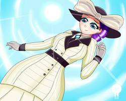 Size: 1250x1000 | Tagged: safe, artist:focusb, rarity, human, g4, ppov, clothes, costume, crepuscular rays, female, gloves, hat, humanized, raristocrat, rose dewitt bukater, solo, sun, titanic