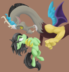 Size: 1290x1336 | Tagged: safe, artist:lockhe4rt, discord, oc, oc:filly anon, draconequus, g4, female, filly