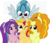 Size: 800x692 | Tagged: safe, artist:tambelon, adagio dazzle, aria blaze, sonata dusk, sunset shimmer, earth pony, pegasus, pony, unicorn, equestria girls, g4, my little pony equestria girls: rainbow rocks, bedroom eyes, dazzling sun, earth pony aria blaze, equestria girls ponified, female, frown, group, group photo, lesbian, mare, one eye closed, pegasus sonata dusk, ponies riding ponies, ponified, pony hat, raised hoof, riding, ship:sunata, ship:sunblaze, ship:sunsagio, shipping, simple background, smiling, smirk, spread wings, sunset shimmer gets all the dazzlings, sunset shimmer gets all the mares, the dazzlings, transparent background, unicorn adagio dazzle, watermark, wink