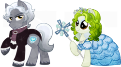 Size: 900x497 | Tagged: safe, artist:tambelon, oc, oc only, oc:peridot gleam, oc:sterling silver, crystal pony, pony, female, male, mare, stallion, the count of monte cristo, the wizard of oz