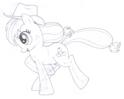 Size: 1578x1266 | Tagged: safe, artist:aafh, applejack, g4, female, monochrome, solo, traditional art