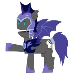Size: 2100x2100 | Tagged: safe, artist:raven65286528, oc, oc only, oc:au hasard, bat pony, pony, armor, canada, canadian, helmet, high res, male, night guard, open mouth, raised hoof, royal guard, solo, south park, standing, terrence and phillip