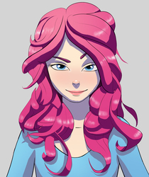 Size: 841x1000 | Tagged: safe, artist:parflon2, pinkie pie, human, equestria girls, g4, beautiful, bust, female, human coloration, humanized, looking at you, portrait, smirk, solo