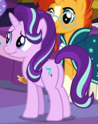 Size: 310x390 | Tagged: safe, screencap, starlight glimmer, sunburst, pony, unicorn, celestial advice, g4, butt, cropped, female, male, mare, plot, stallion