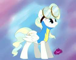 Size: 5000x4000 | Tagged: safe, artist:banned, vapor trail, pegasus, pony, g4, absurd resolution, clothes, female, goggles, mare, smiling, solo, uniform, wonderbolt trainee uniform