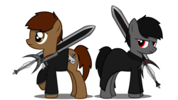 Size: 2666x1500 | Tagged: safe, artist:darksoma, oc, oc only, oc:darksoma, oc:liam king, earth pony, pony, cutie mark, show accurate, simple background, species:darksider, sword, the darksiders, transparent background, vector, weapon