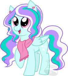 Size: 536x600 | Tagged: safe, artist:tambelon, oc, oc only, oc:frosty flurry, pegasus, pony, clothes, female, mare, piercing, scarf, solo