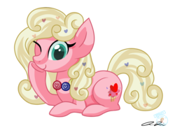 Size: 1214x889 | Tagged: safe, artist:iheartjapan789, oc, oc only, oc:love hearts, earth pony, pony, female, mare, one eye closed, prone, simple background, solo, transparent background, wink