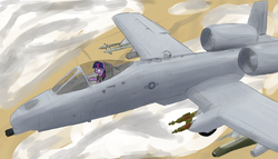 Size: 1280x734 | Tagged: artist needed, safe, twilight sparkle, pony, g4, a-10 thunderbolt ii, bomb, clothes, female, gau-8, missile, pilot, plane, solo, uniform, weapon