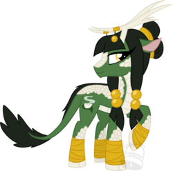 Size: 800x795 | Tagged: safe, artist:tambelon, oc, oc only, oc:ki seong, kirin, fanfic:the bridge, cloven hooves, fanfic art, female, raised hoof, simple background, solo, transparent background