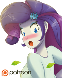 Size: 1280x1610 | Tagged: safe, artist:the-butch-x, rarity, equestria girls, g4, blushing, breasts, busty rarity, female, leaf, looking back, patreon, patreon logo, solo, stupid sexy rarity