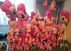 Size: 2000x1459 | Tagged: safe, artist:onlyfactory, gummy, pinkie pie, bat pony, earth pony, pony, g4, blind bag, bootleg, brushable, collection, customized toy, female, funko, funko pop!, guardians of harmony, irl, mare, merchandise, multeity, my little pony pop!, party cannon, pez dispenser, photo, photography, pinkie clone, plushie, rainbow power, self ponidox, sticker, too much pink energy is dangerous, toy, welovefine