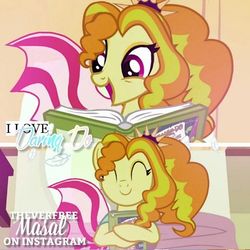 Size: 480x480 | Tagged: artist needed, safe, edit, adagio dazzle, daring do, pony, equestria girls, g4, read it and weep, adoragio, book, character swap, cute, daring do and the sapphire statue, equestria girls ponified, instagram, ponified