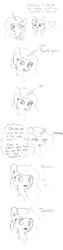 Size: 1276x5024 | Tagged: safe, artist:tjpones edits, edit, editor:dsp2003, princess celestia, twilight sparkle, alicorn, pony, g4, black and white, comic, dialogue, forgetful, grayscale, high res, lineart, magic, memory problems, monochrome, scroll, ship:twinkie, telekinesis, thought bubble, traditional art, twilight sparkle (alicorn)